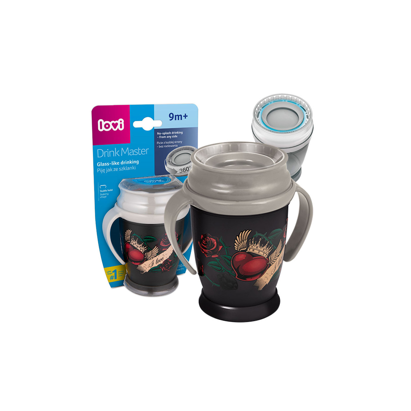 LOVI kubek niekapek 360\' JUNIOR 250 ml 12M+ I love