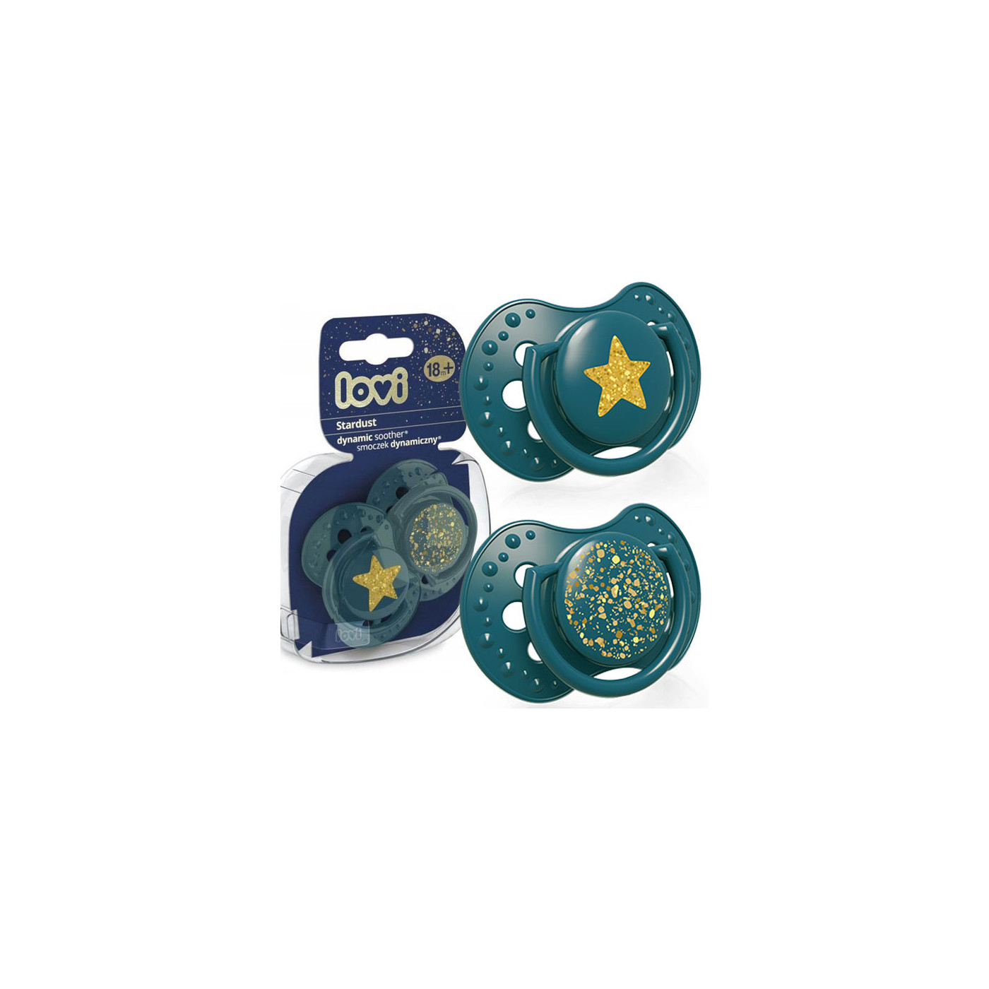 Smoczek uspokajający dla dziecka LOVI 18 m+ Stardust Green 2 szt.