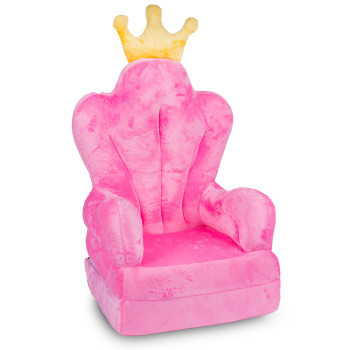 Fotelik pluszowy dla dziecka, rozkładany fotel dziecięcy - Różowy Tron dla księżniczki Princes