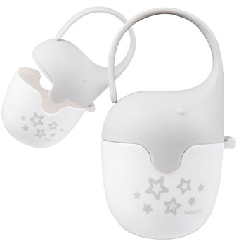 Babyono Pojemnik na smoczek, bezpieczne przechowywanie Smoczka dla dziecka SŁONIK Szary