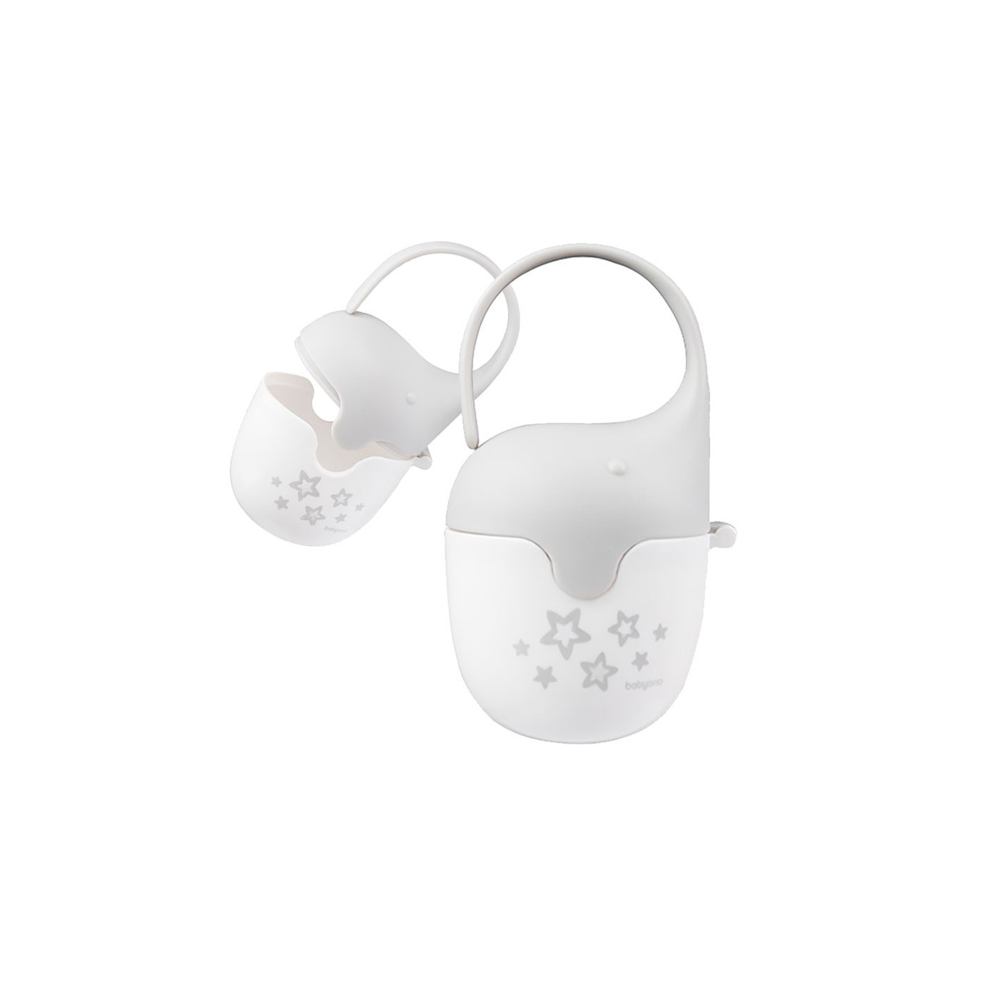 Babyono Pojemnik na smoczek, bezpieczne przechowywanie Smoczka dla dziecka SŁONIK Szary