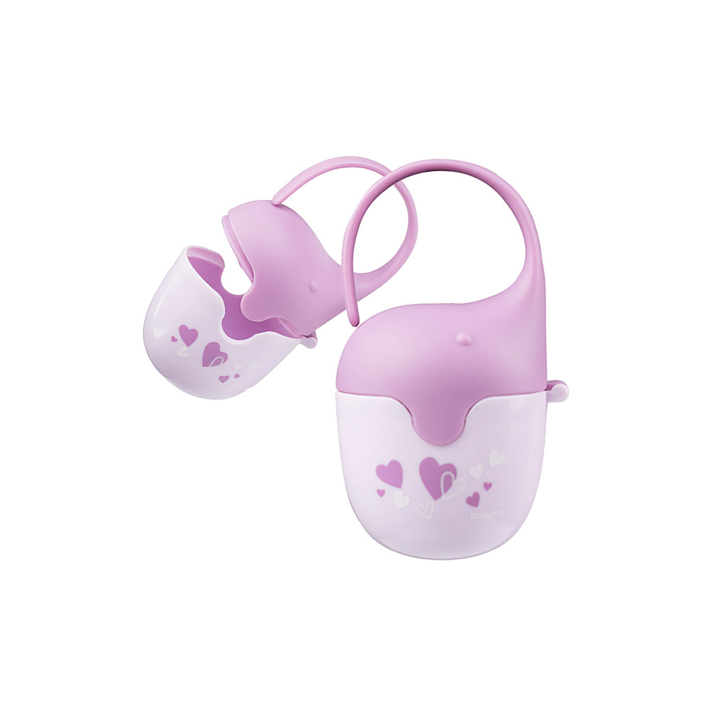 Babyono Pojemnik na smoczek, bezpieczne przechowywanie Smoczka dla dziecka SŁONIK Różowy