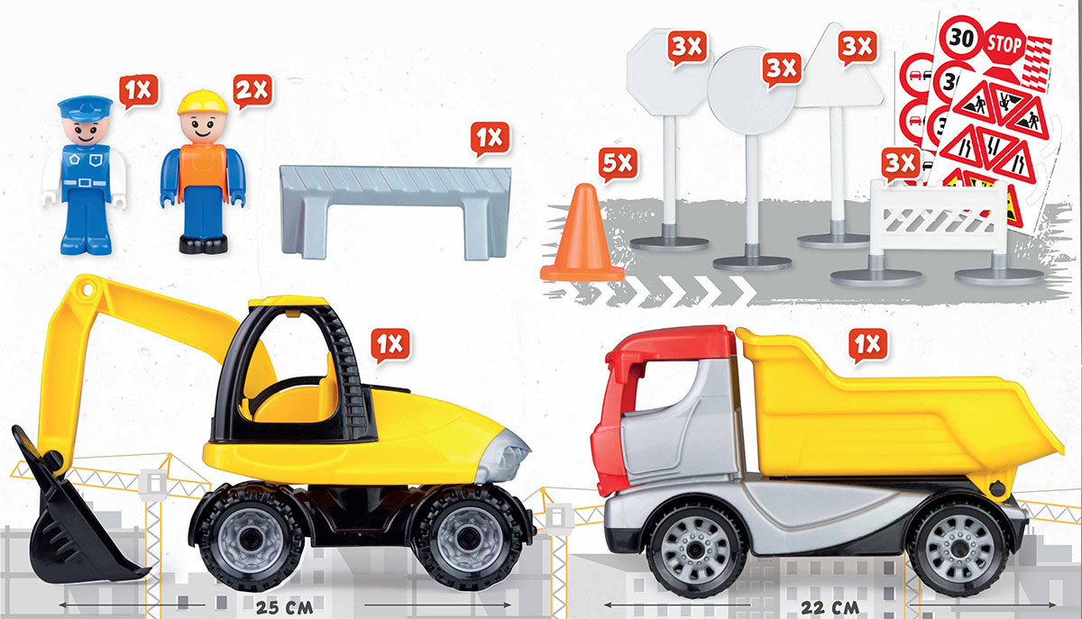 Zestaw budowlany LENA Koparka, Wywrotka