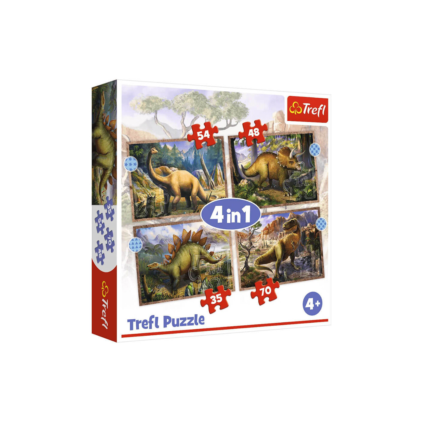 Puzzle dla czterolatka Trefl 4w1 z dinozaurami.