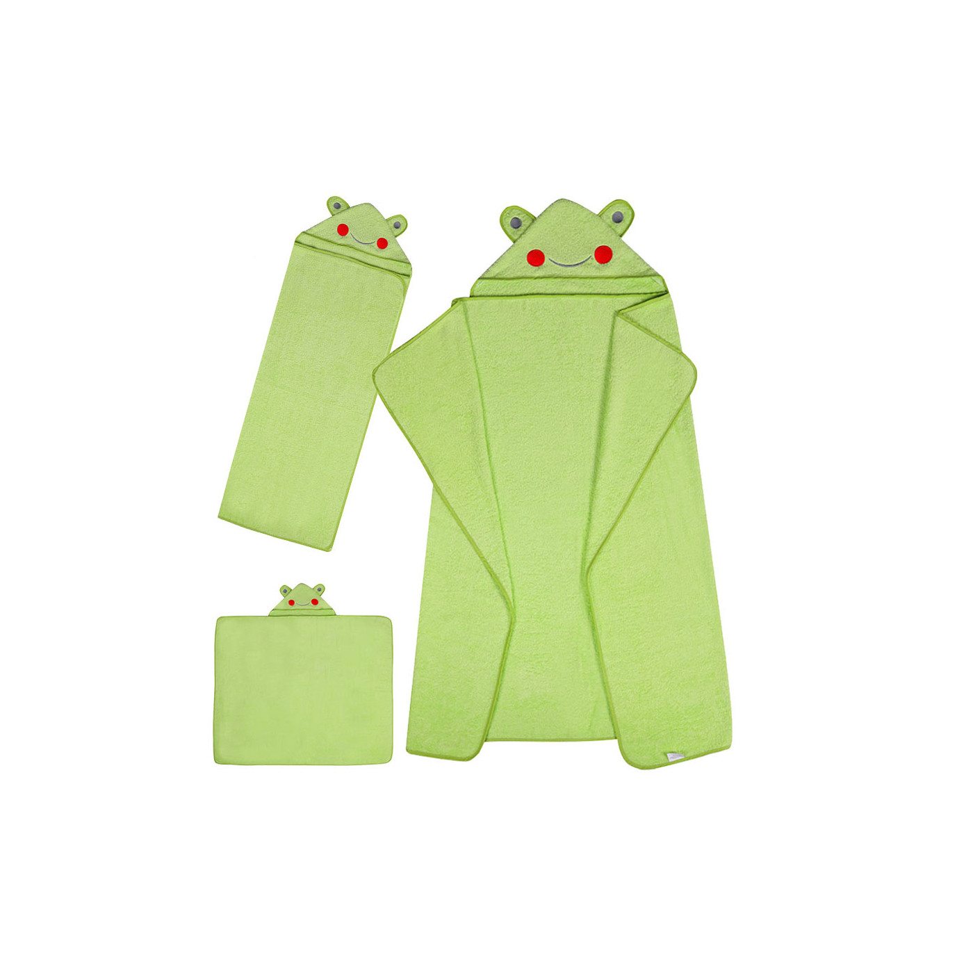 Ręcznik z kapturkiem, okrycie kąpielowe dla dziecka Animal 120x100 cm zielony ŻABKA