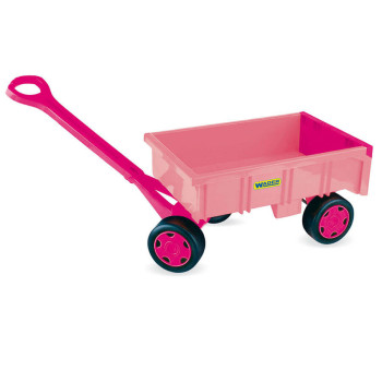 Wózek z rączką do ciągnięcia dla dzieci różowy Wader