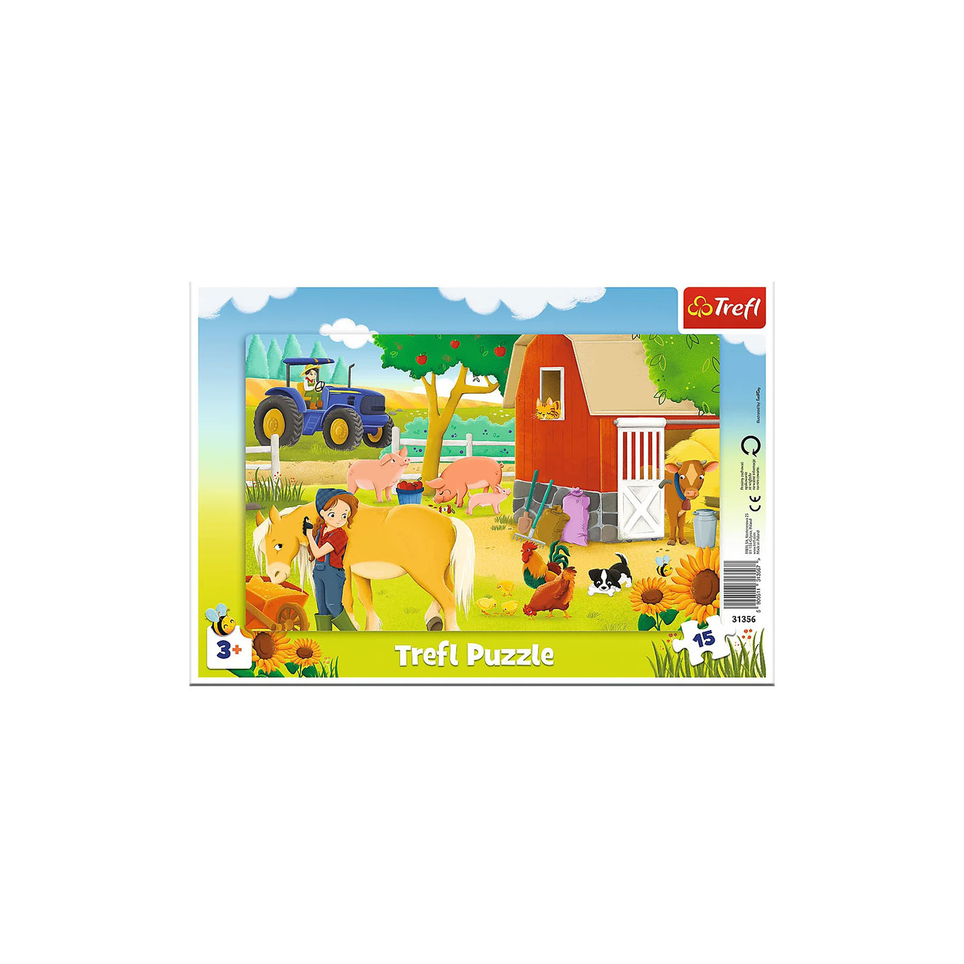 Trefl Puzzle 15 el. Ramkowe | Na farmie - puzzle z motywem zwierzątek domowych