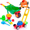 Zestaw do piaskownicy z taczkami 11el. betoniarka, kosiarka zabawka na wiosnę i lato