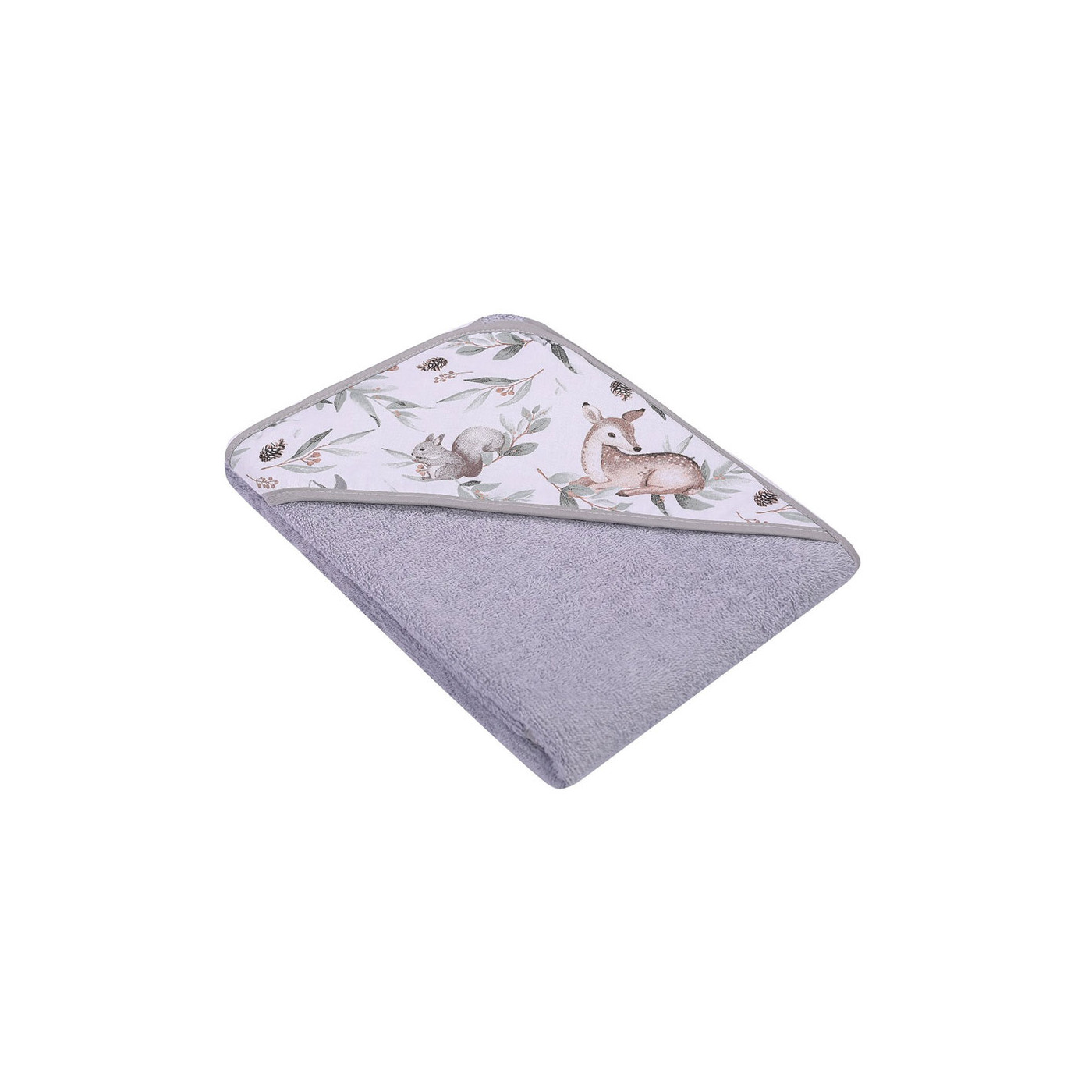 Ręcznik z kapturkiem, okrycie kąpielowe dla dziecka 80x80 cm bawełna wzór SZARE Zwierzątka