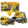 Samochód ciężarowy TIR z lawetą i koparką - zestaw pojazdów, efekty świetlne i dźwiękowe