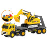 Samochód ciężarowy TIR z lawetą i koparką - zestaw pojazdów, efekty świetlne i dźwiękowe