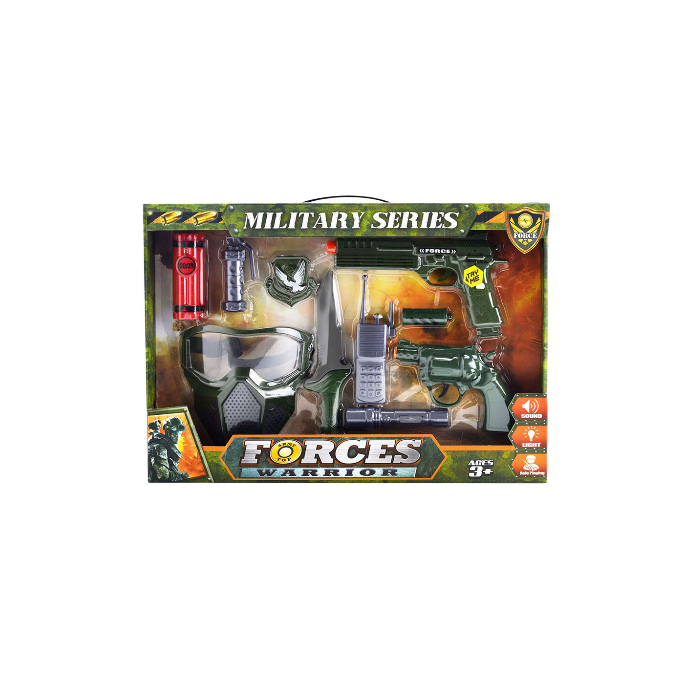 Zestaw akcesoriów wojskowych do zabawy w Żołnierza dla dziecka - 10 el.