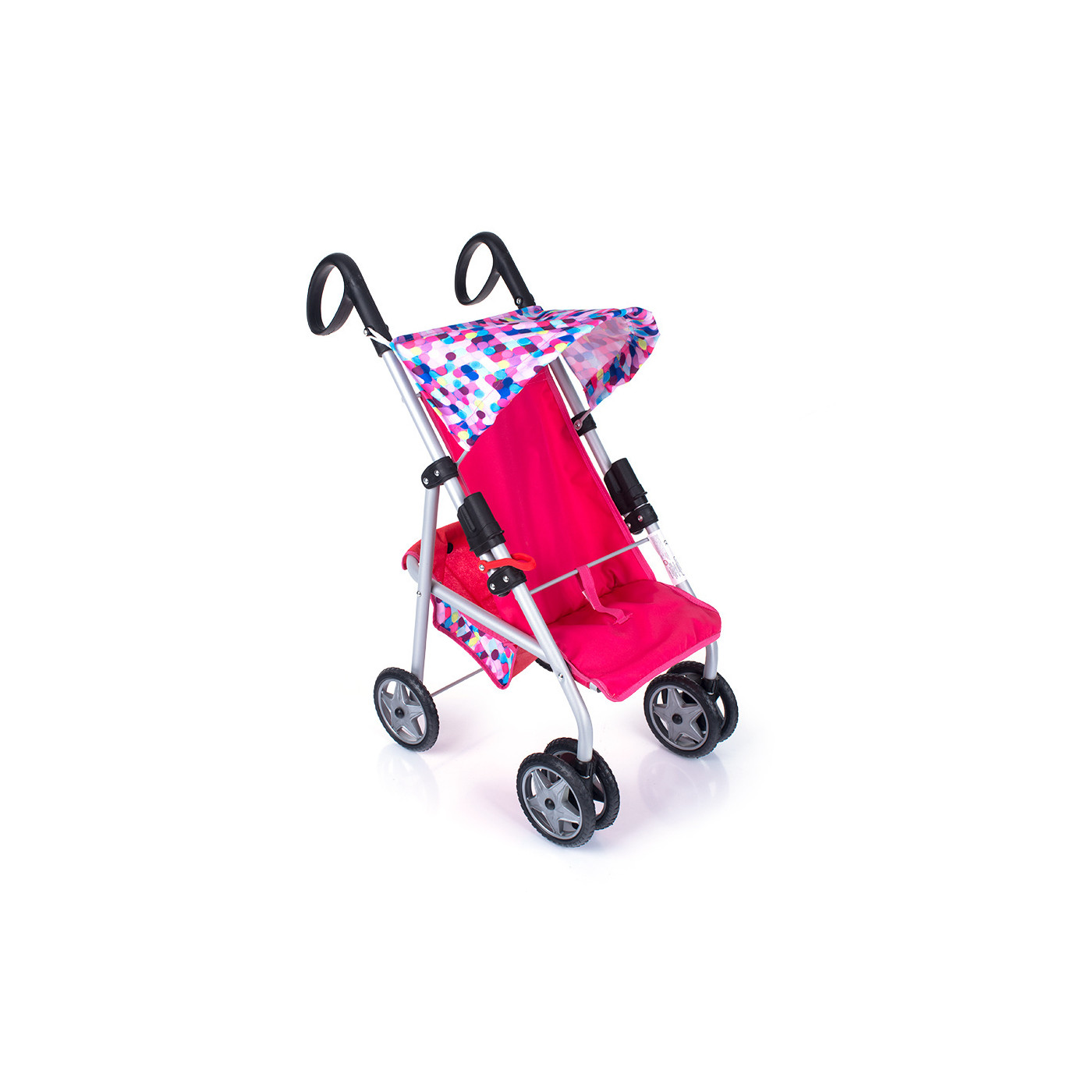 Wózek lalkowy spacerówka, wózek dla lalek, koła 360, kosz - W03
