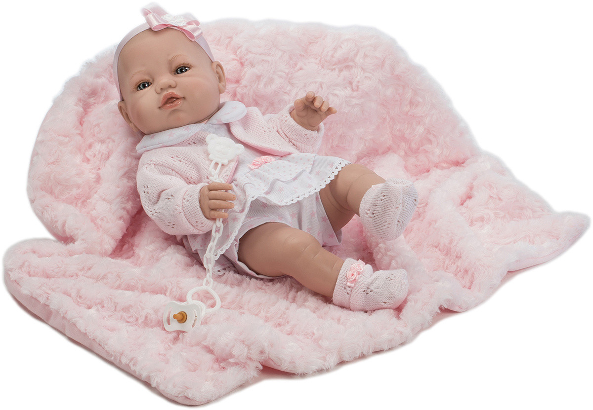 Lalka hiszpanka dla dziewczynki z kocykiem i smoczkiem