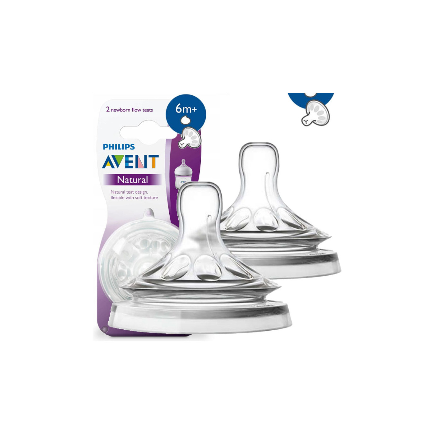 Smoczek silikonowy do butelki Philips AVENT, antykolkowy - seria Natural 2 KASZKA 6m+ / 2szt.