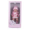Lalka hiszpańska bobas ze smoczkiem i łańcuszkiem różowy 42 cm w , gumowa