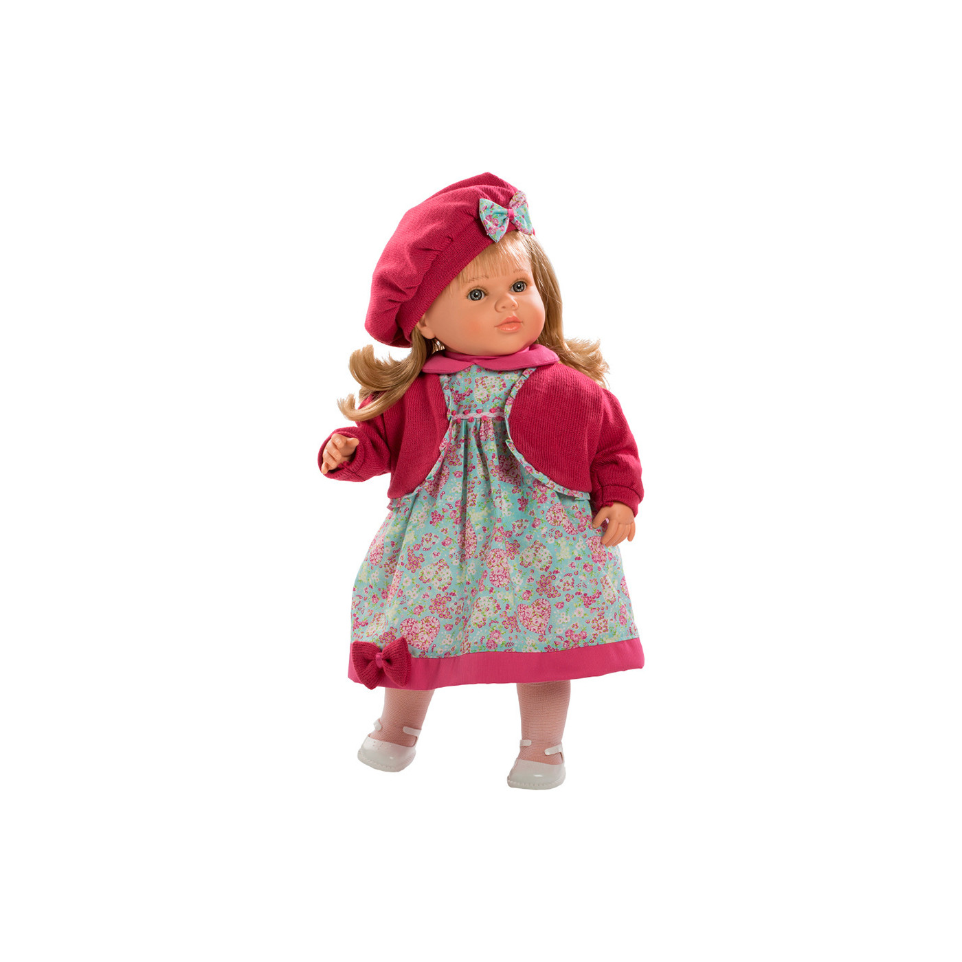 Lalka hiszpańska dziewczynka w berecie stojąca Carla 52 cm mówiąca i pachnąca wanilią