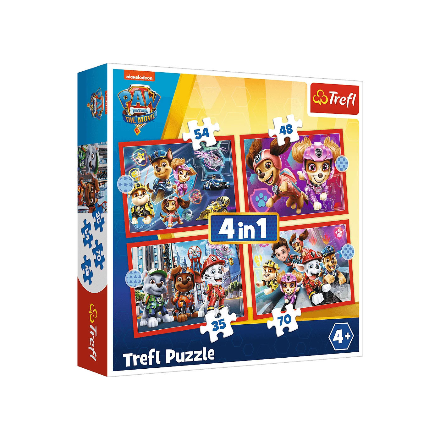 Trefl Puzzle 4w1 | Psi Patrol w mieście, puzzle z motywem bajki PSI PATROL