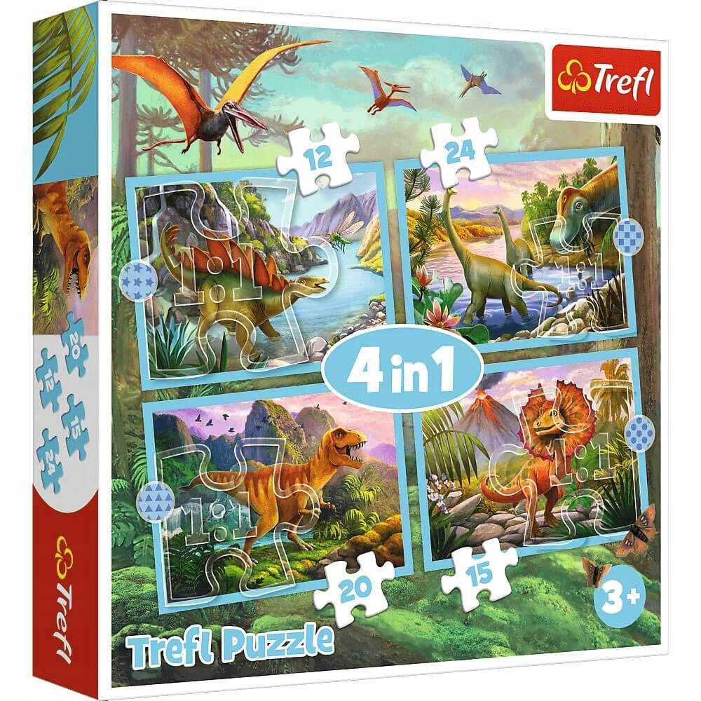 Trefl Puzzle 4w1 puzzle z motywem dinozaurów 3+ 4 układanki