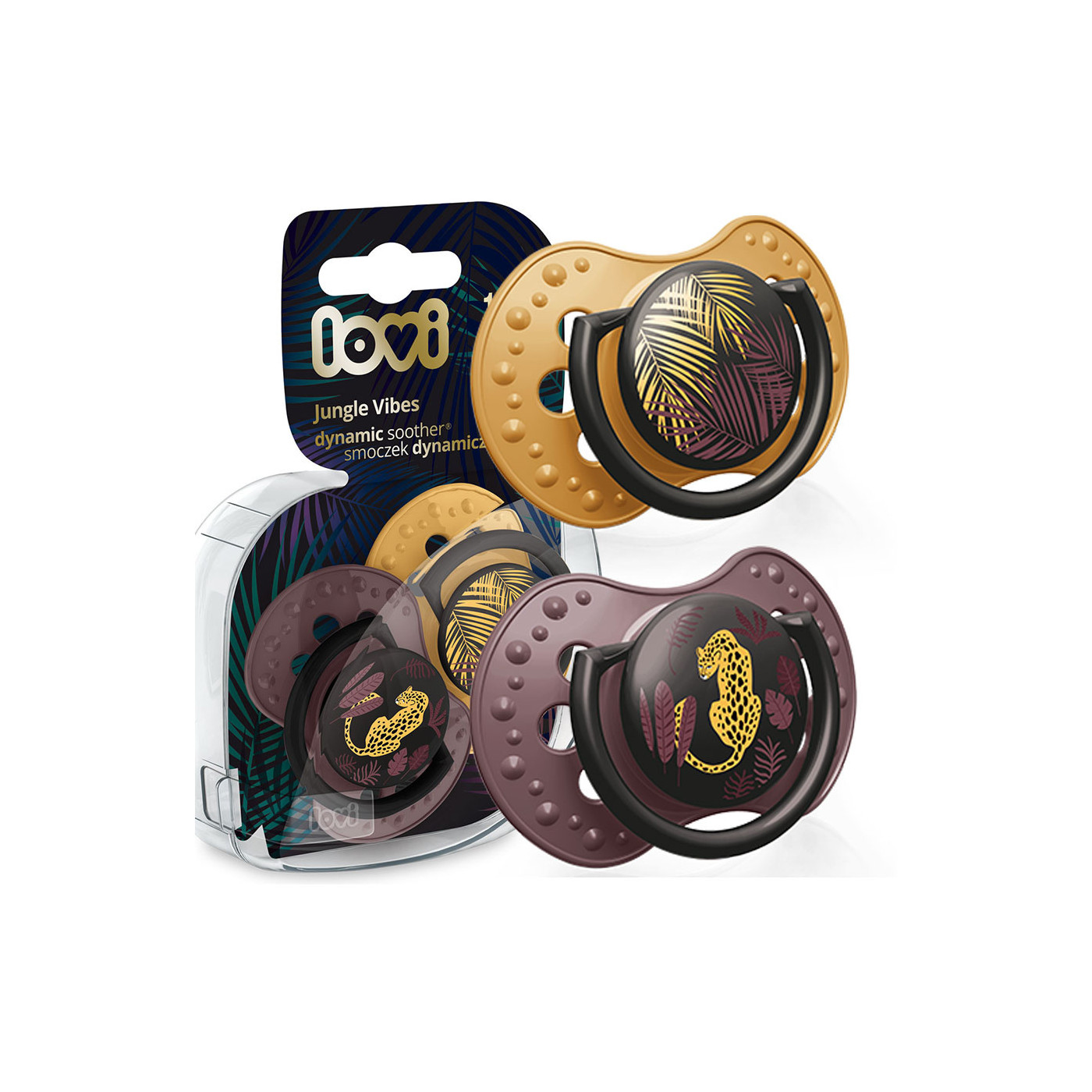Smoczek uspokajający dla dziecka LOVI 3-6 m JUNGLE VIBES GIRL 2 szt.