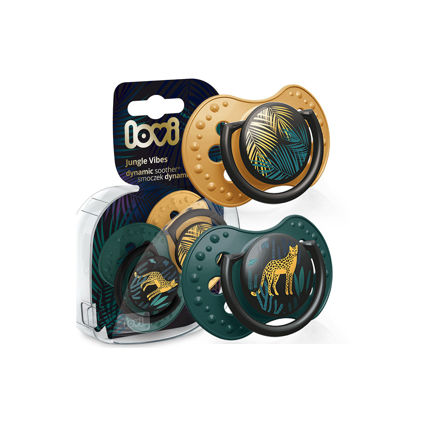 Smoczek uspokajający dla dziecka LOVI 3-6 m JUNGLE VIBES BOY 2 szt.