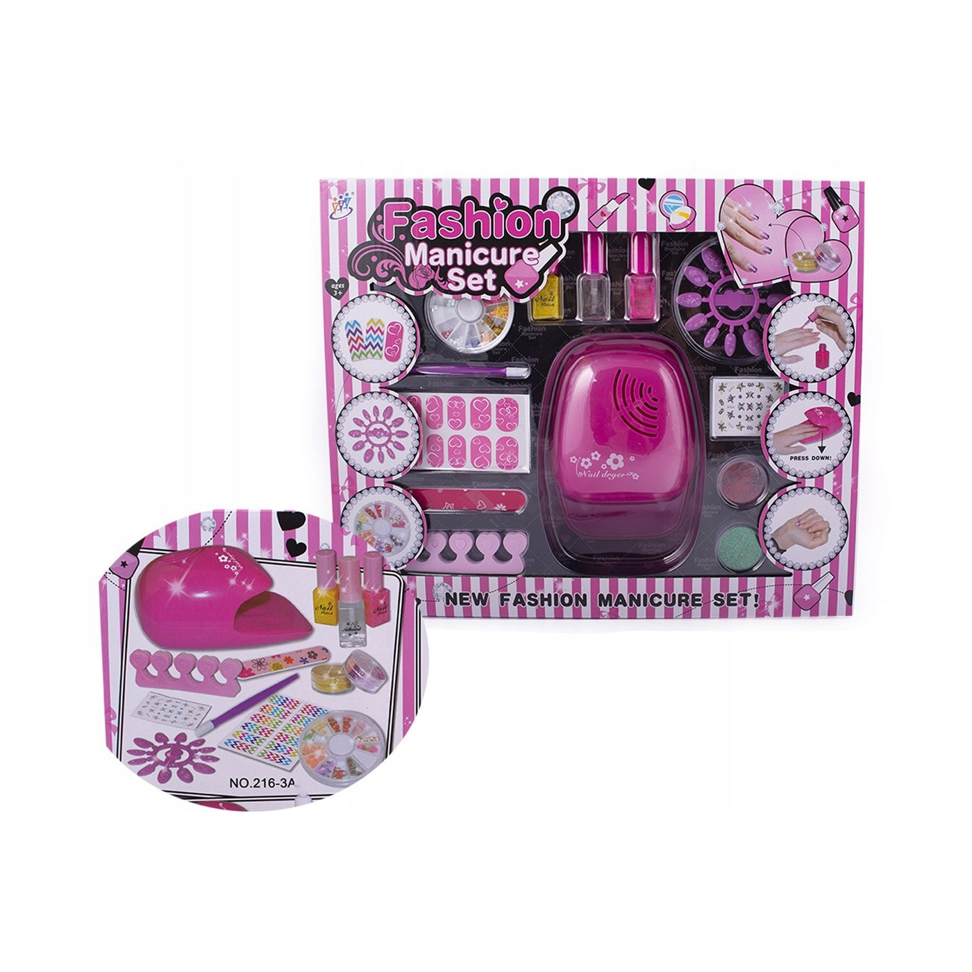 Zestaw do paznokci, zabawka dla dziewczynki lampa + akcesoria