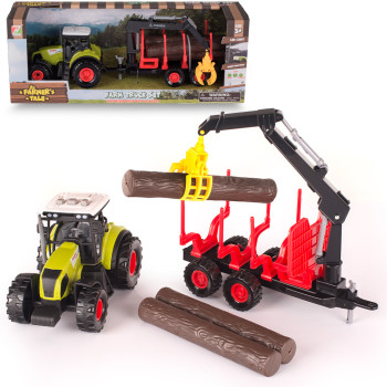 Traktor z przyczepką kłonicową i HDS zabawka