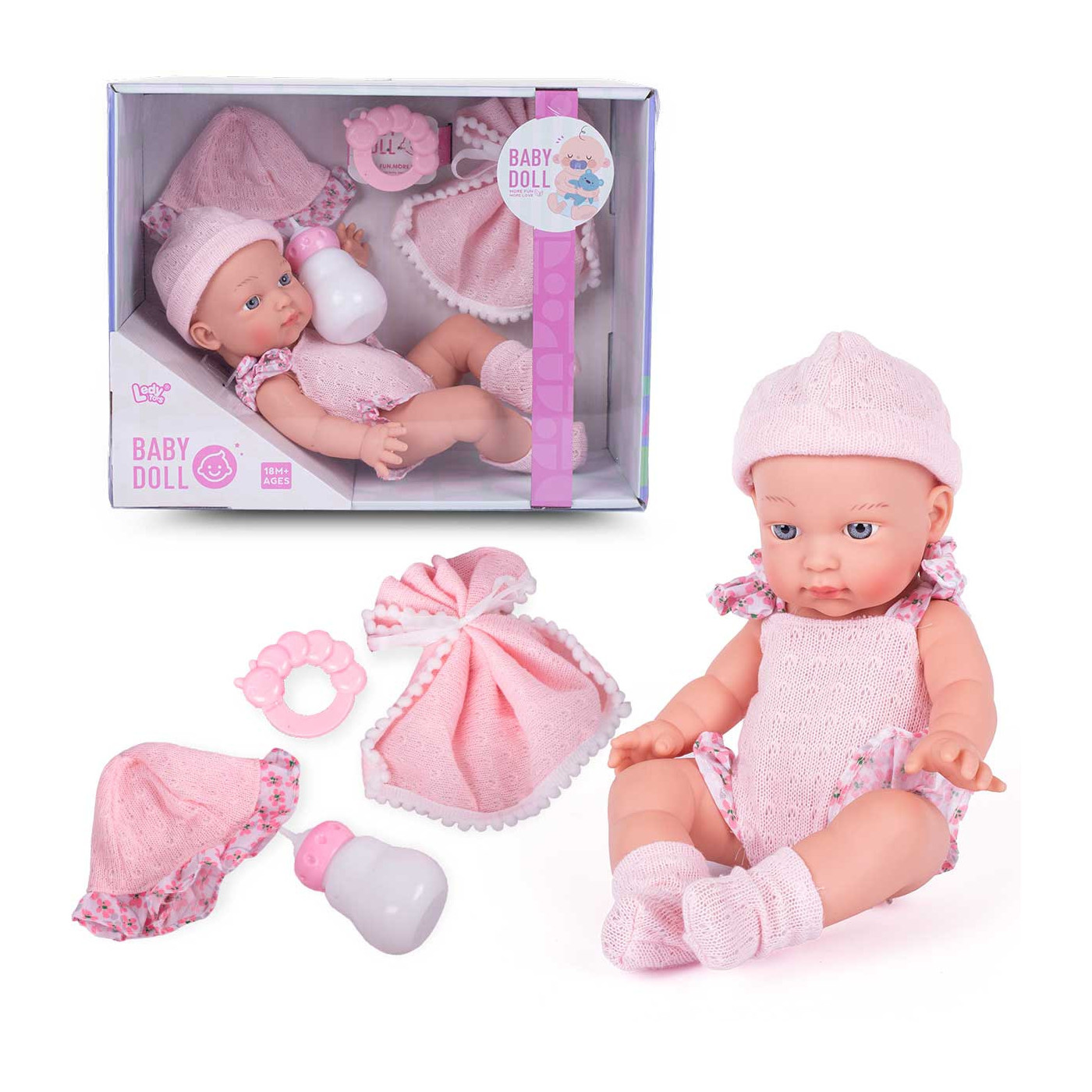 Lalka niemowlak bobasek gumowy z akcesoriami