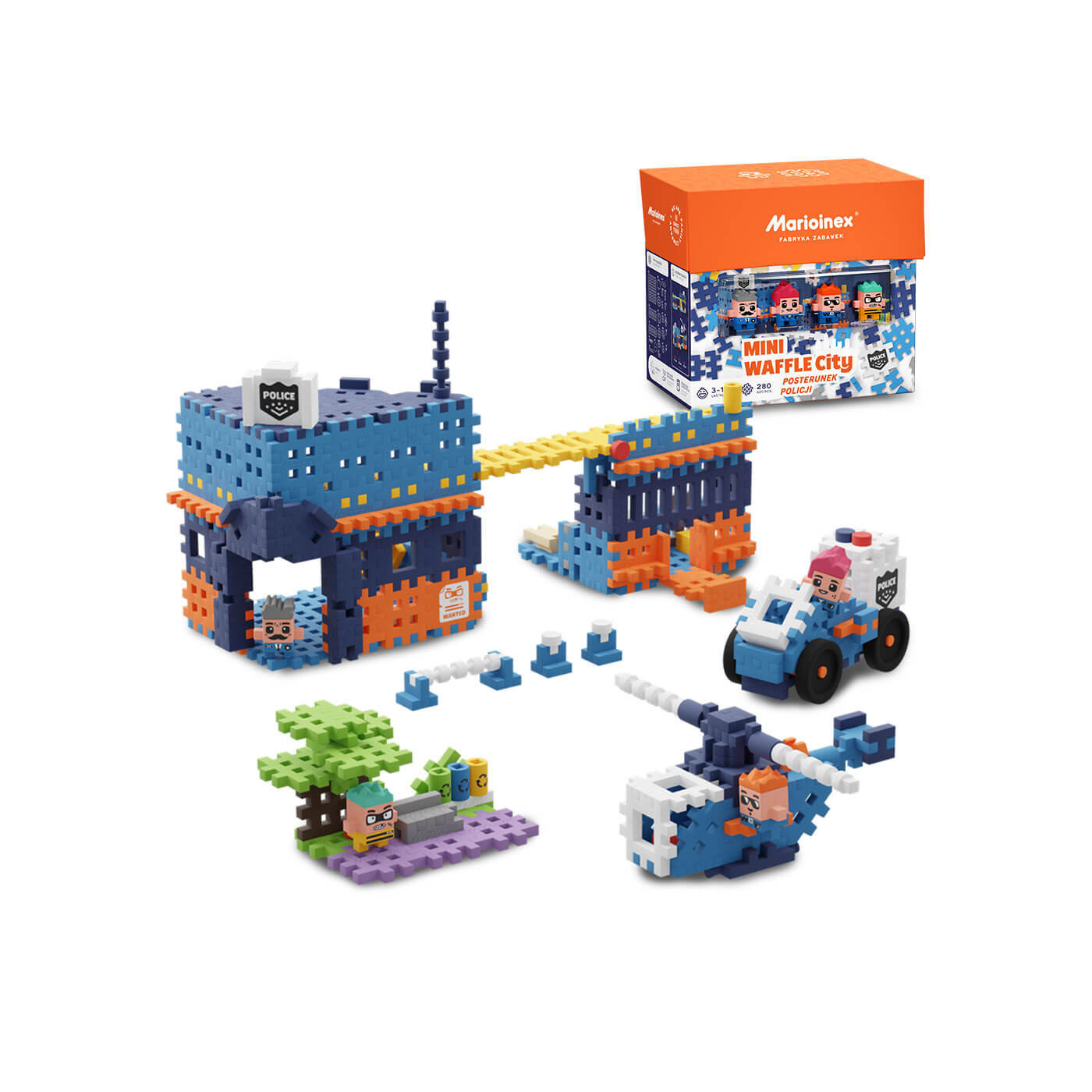 Klocki Mini wafle city posterunek policji 280 el. Waffle klocki konstrukcyjne dla dzieci