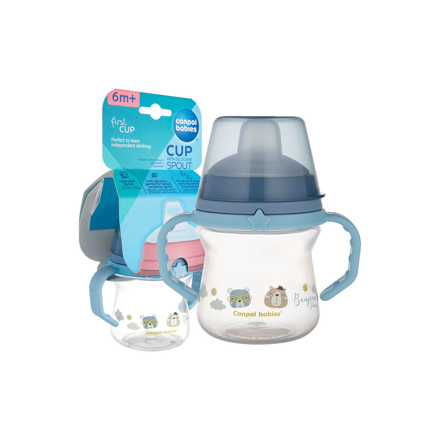 Canpol Kubek z silikonowym ustnikiem FirstCup 150ml BONJOUR