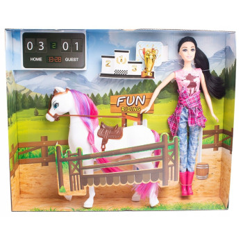 Lalka i koń zestaw dla dziewczynki dżokejka