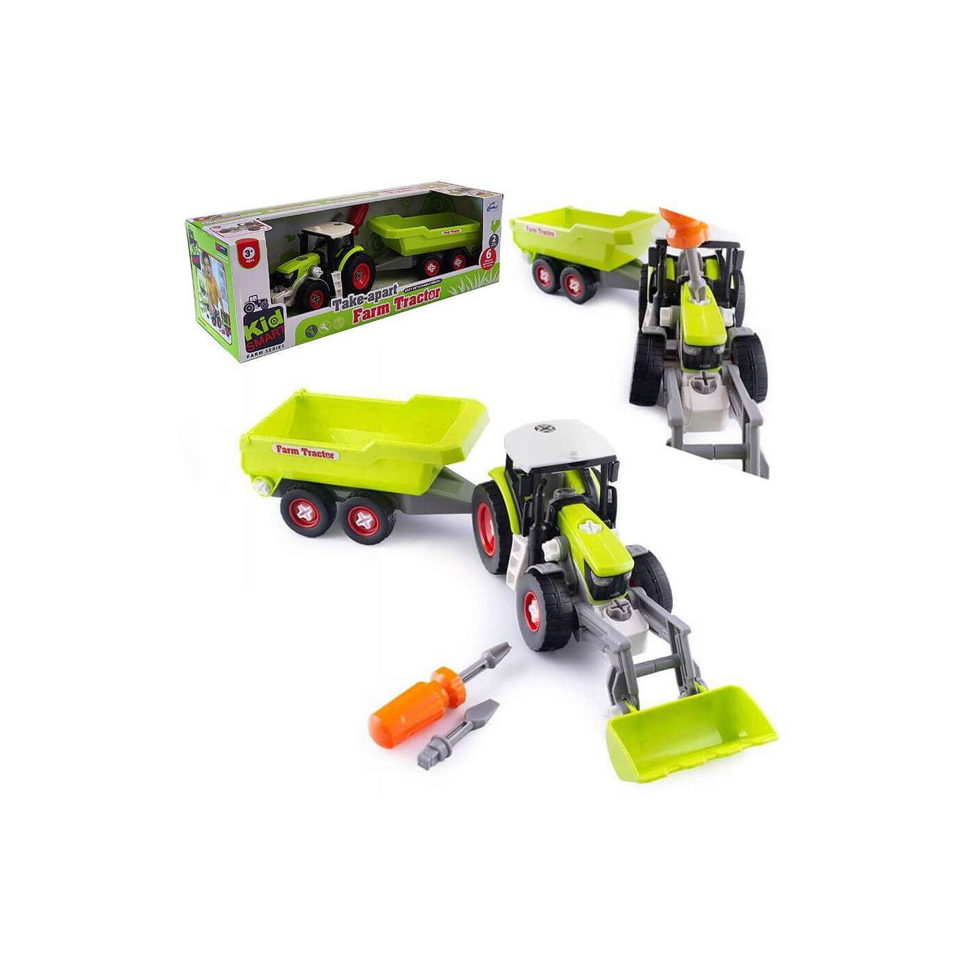 Traktor z przyczepką do rozkręcania zestaw majsterkowicza konstruktora - zabawka dla chłopca