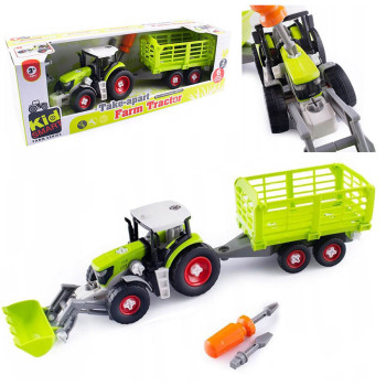 Zestaw do rozkręcania traktor z przyczepką zabawka dla chłopca majsterkowicz
