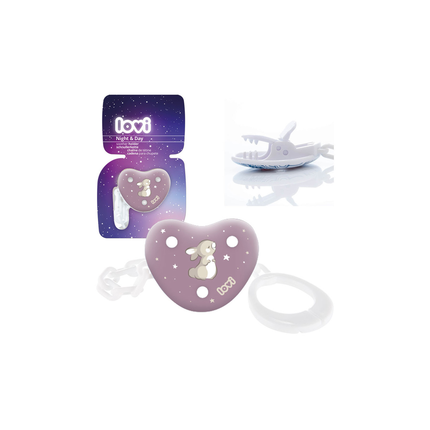 Łańcuszek, zawieszka do smoczka LOVI Night&Day Girl
