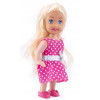 Laleczka mini blond włosy w różowym ubranku zabawka dla dziewczynki