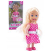 Laleczka mini blond włosy w różowym ubranku zabawka dla dziewczynki