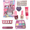 Zestaw do makijażu i paznokci dla dziewczynki zabawka błyszczyki, lakiery, naklejki cienie