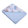 Ręcznik z kapturkiem okrycie 80x80 cm bawełna Zwierzątka Niebieskie