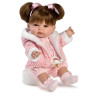 Lalka dziewczynka z kucykami w różowej kurtecce ze smoczkiem