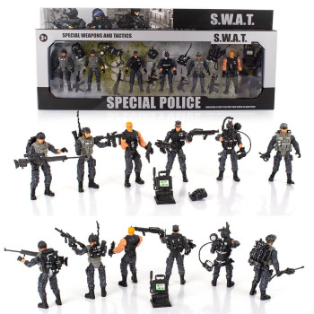 Zestaw figurek Policjanci SWAT, policja, komandosi + akcesoria ruchome
