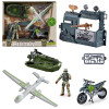 Zestaw militarny, wojskowy figurka żołnierza, dron, motocykl i akcesoria zabawka dla chłopca