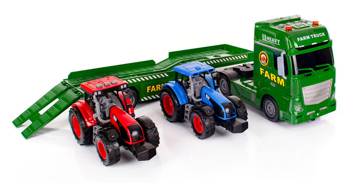 Zabawka laweta z traktorami tir dla chłopców