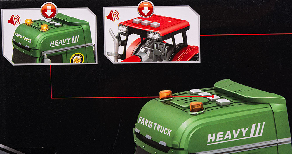 Laweta z traktorami z efektami świetlnymi i dźwiękowymi