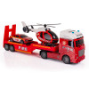 Straż Pożarna Tir laweta z helikopterem i samochodem zestaw interaktywna ciężarówka + pojazdy, światła i dźwięk