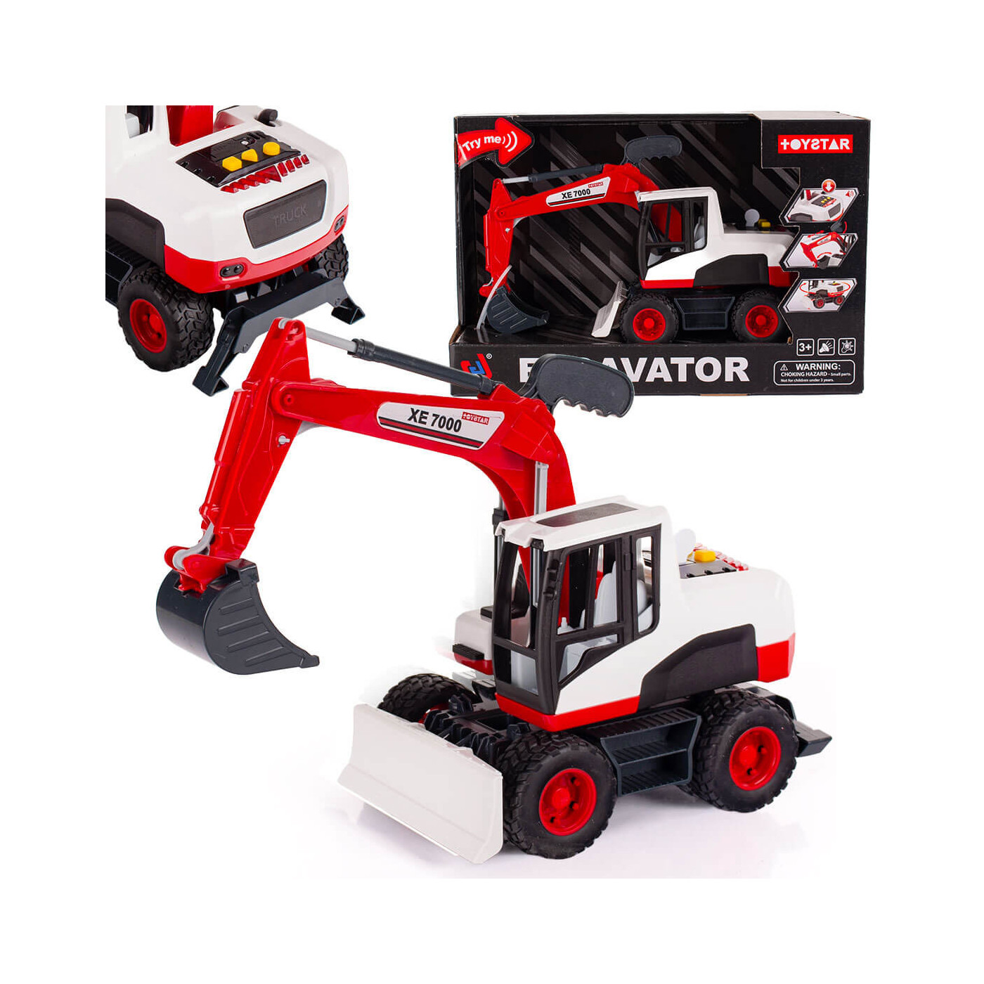 Koparka dla chłopca obrotowa funkcyjna kopania, światło i dźwięk 37 cm