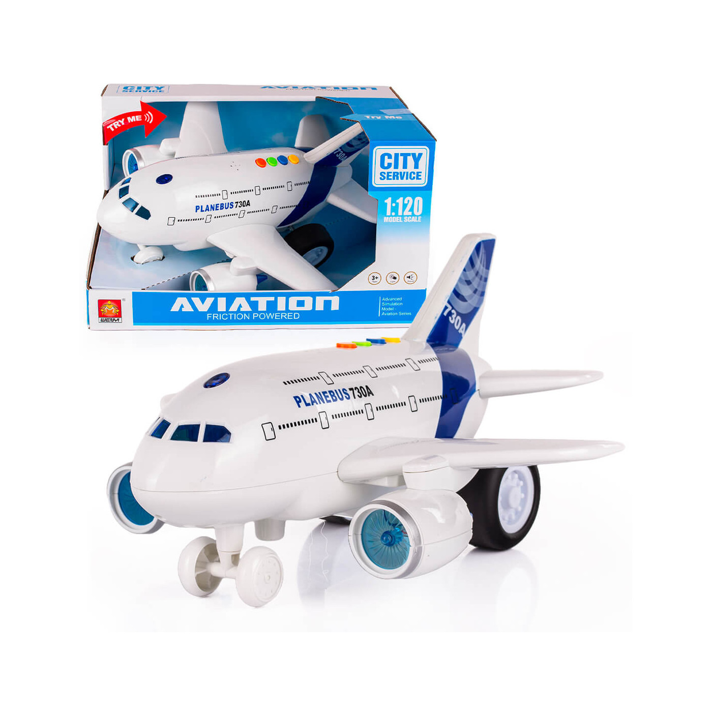 Duży samolot zabawkowy dla dziecka interaktywny światła i dźwiek