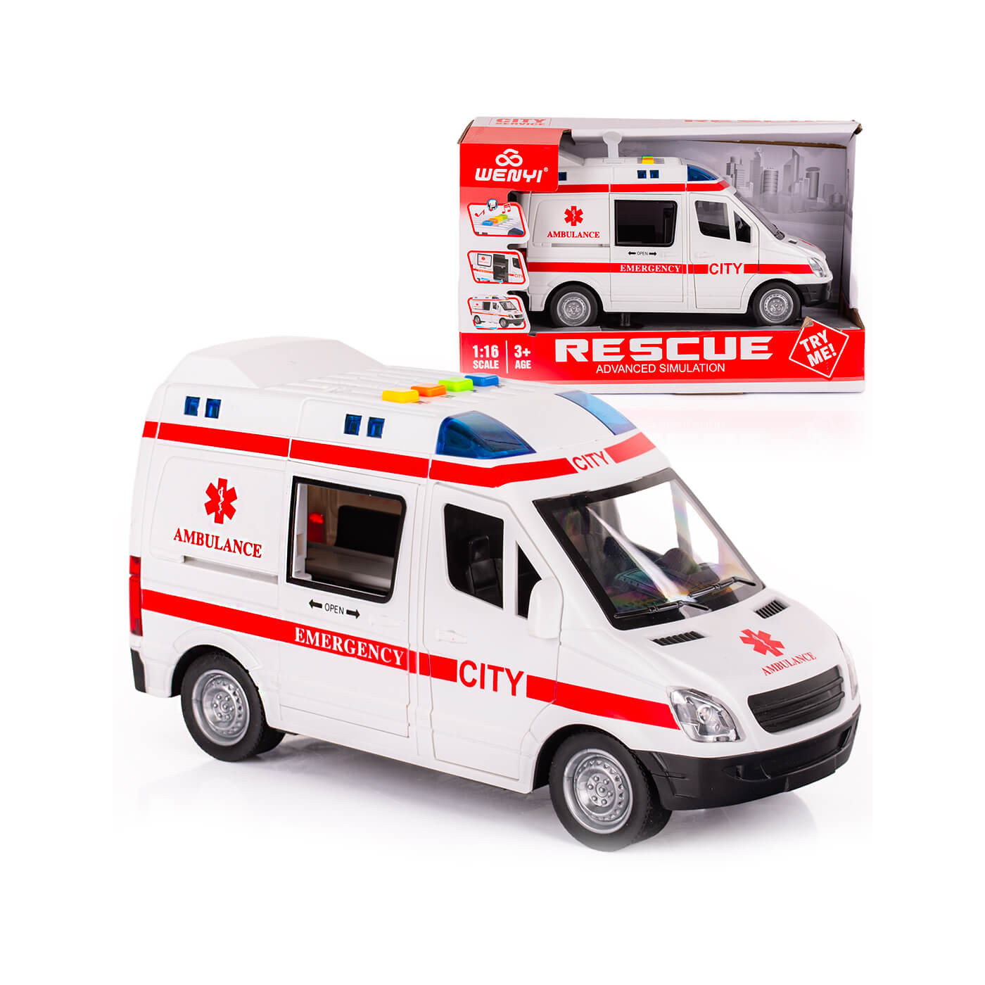 Ambulans Karetka autko, samochód pogotowie ratunkowe, zabawka interaktywna