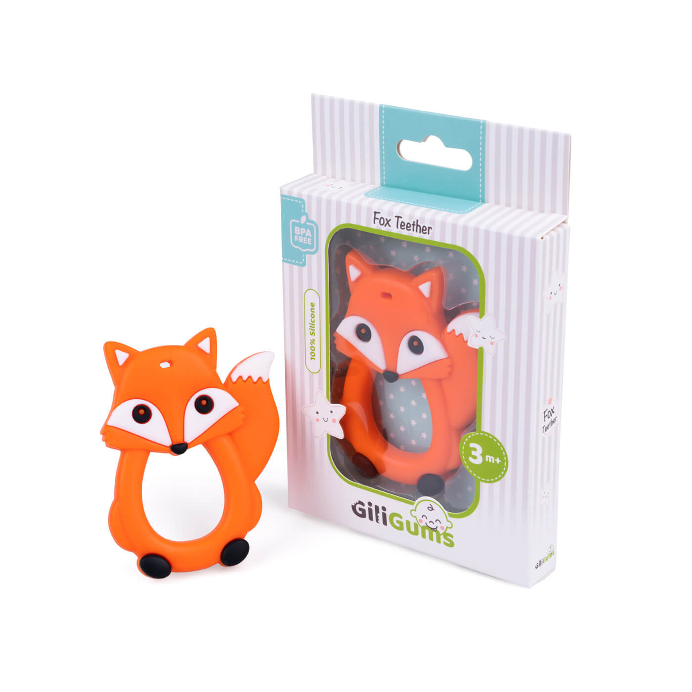 Gryzak silikonowy dla niemowlaka Lisek miękki sensoryczny Dumel 3m+