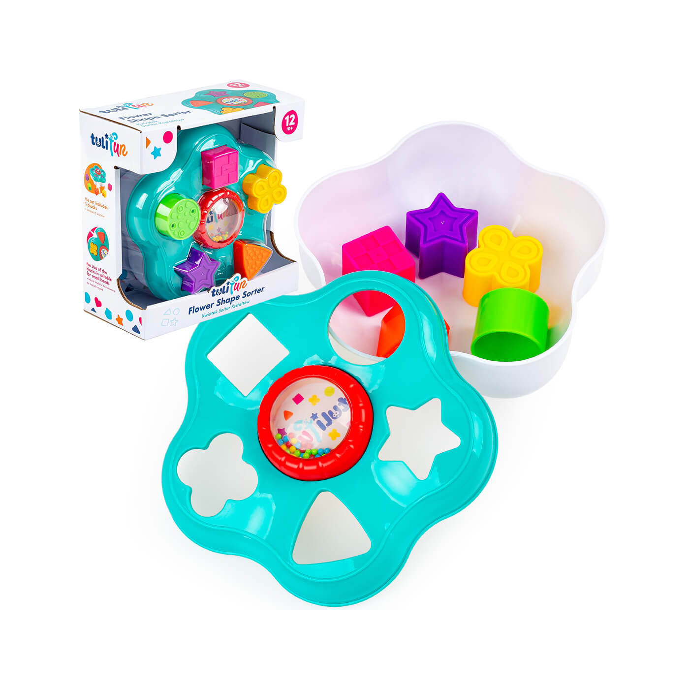 Sorter Kształtów Kwiatek zabawka interaktywna dla malucha Tuli Fun Dumel 12m+