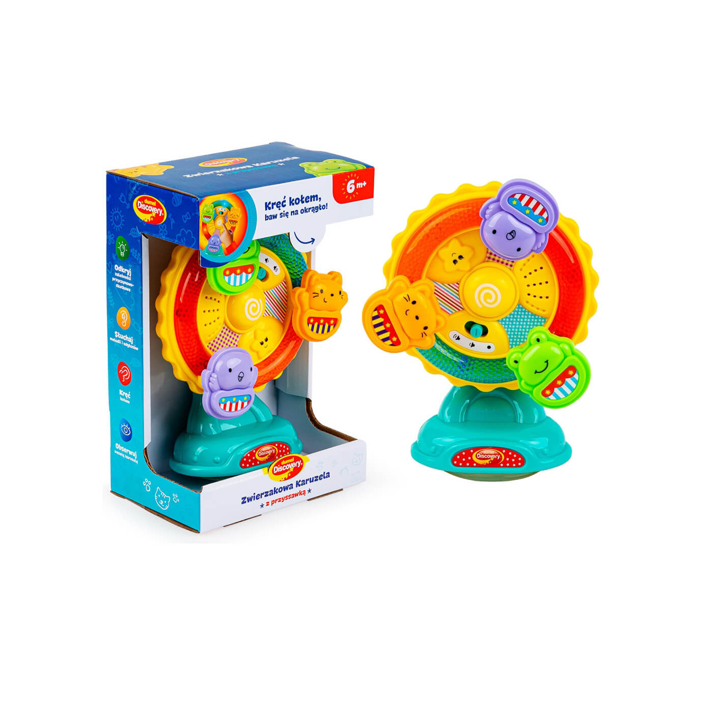 Zabawka interaktywna z przyssawką Karuzela dla malucha 6 m+ Dumel